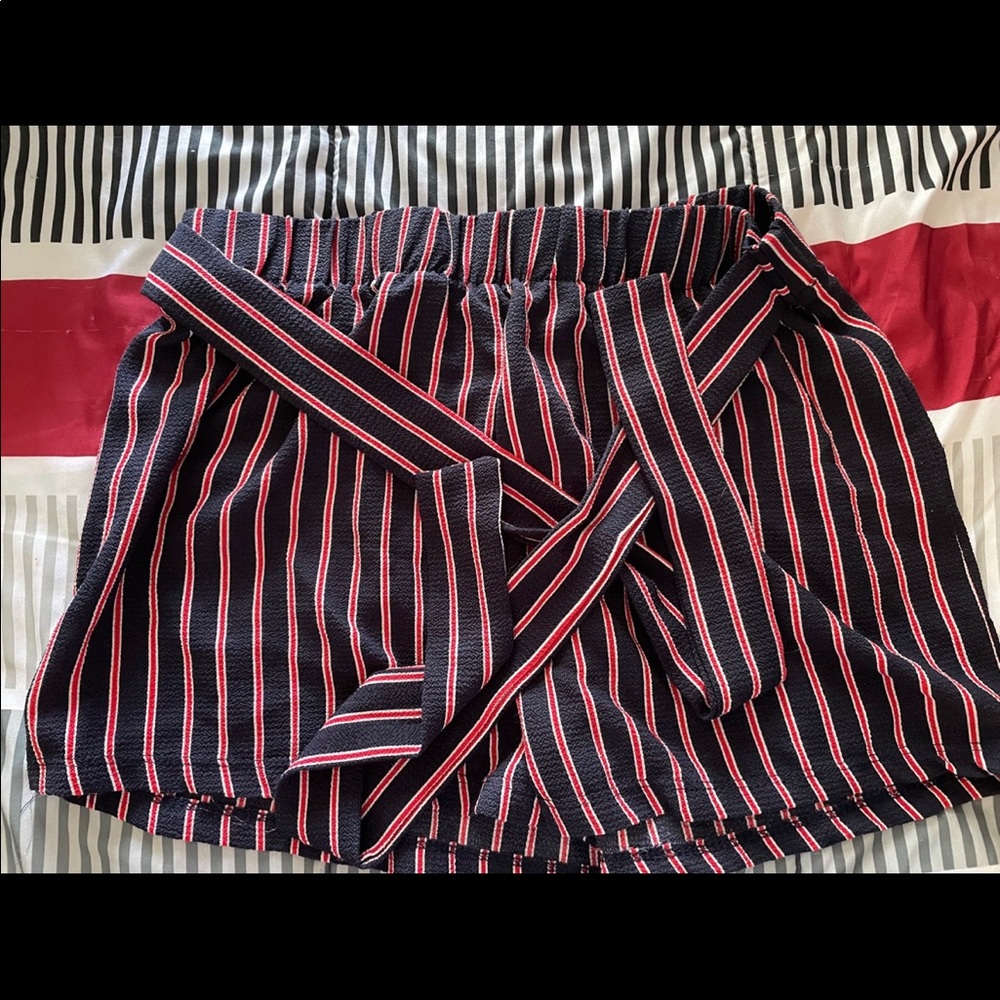 Striped Tie Front Shorts